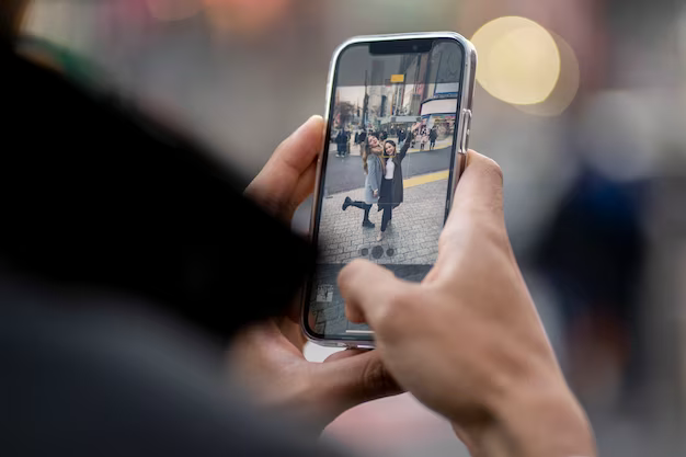 Friends taking photos while traveling